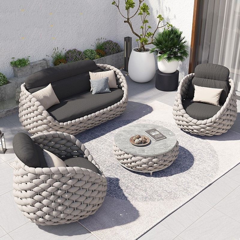 Outdoor Courtyard Sunroom Rattan Sofa Combination